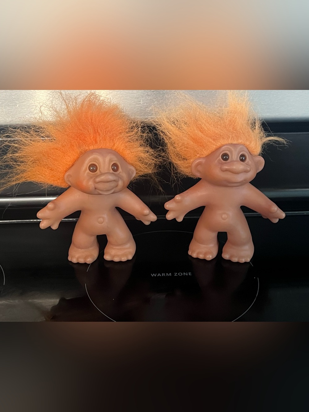Vintage Set of 2 Dam Trolls 1986 Orange Hair 5"